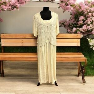 Vintage Impulsive Gingham and Crochet Maxi Dress with Pearl Detail